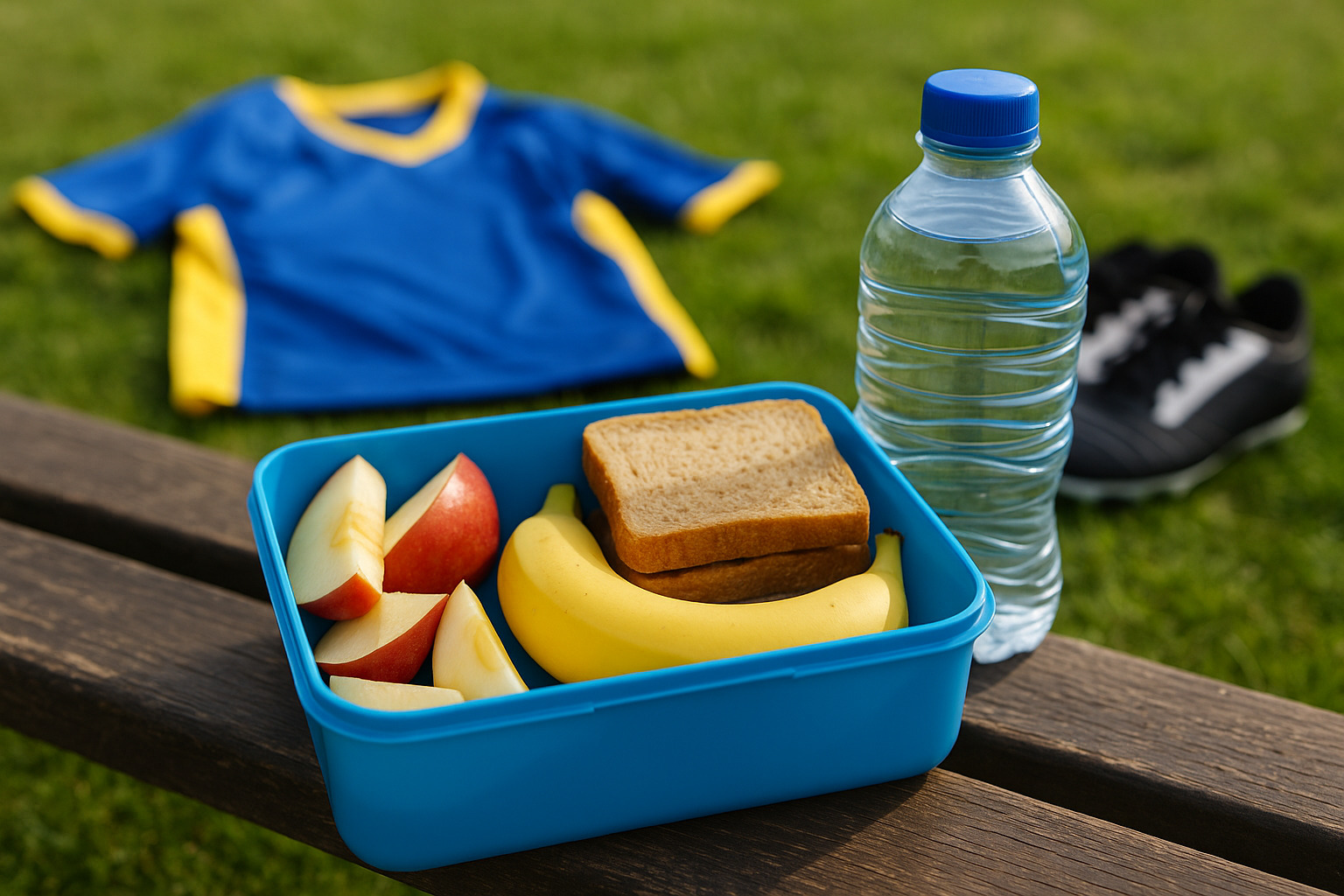 Banana as a quick energy source for kids’ football players.