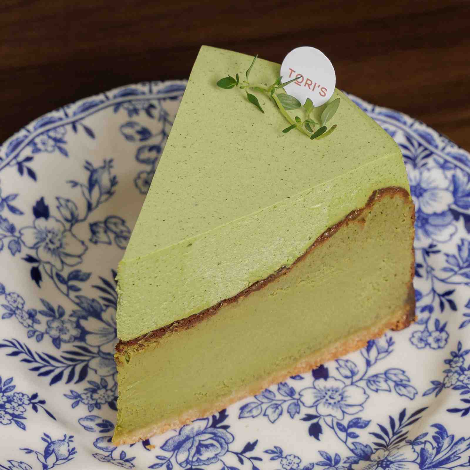 A slice of matcha cake