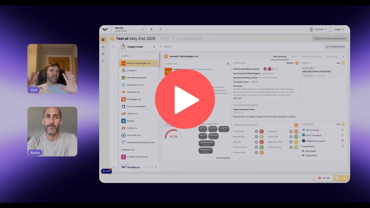 live demo video of thingsrecon supply chain intelligence