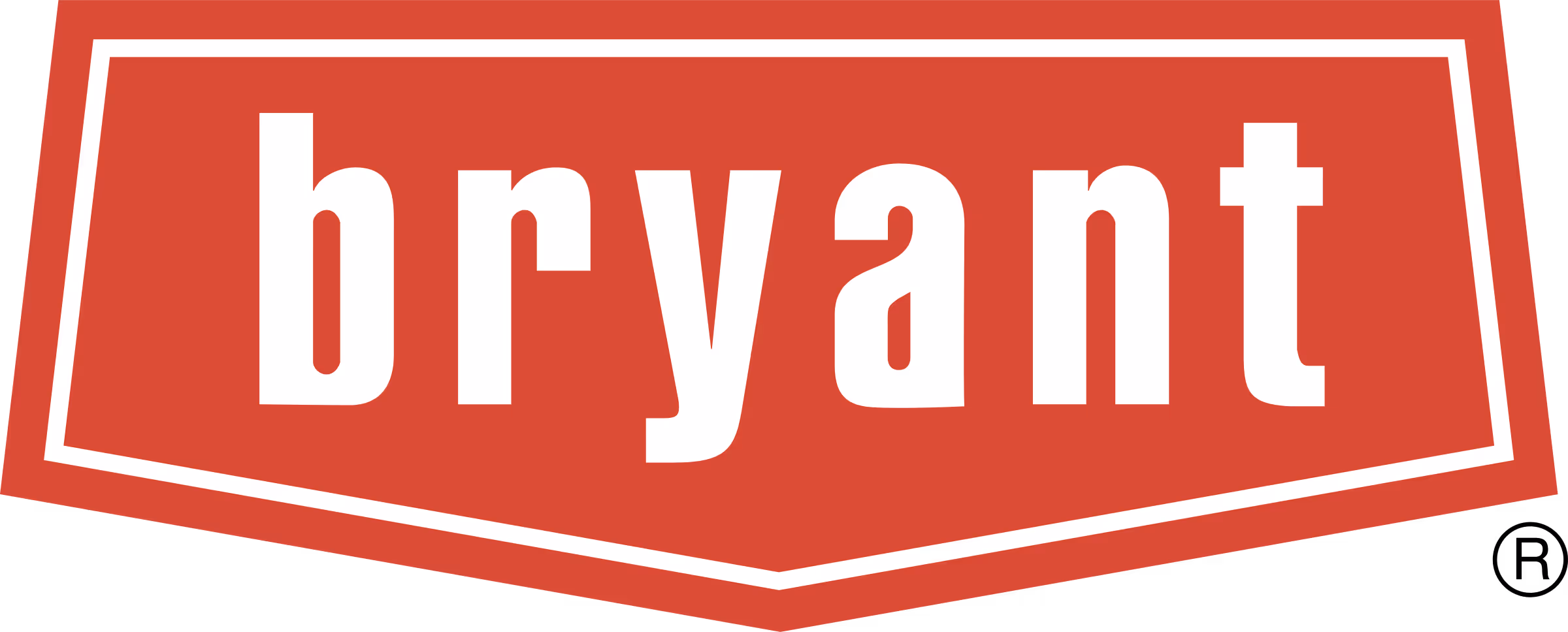 Bryant wordmark in bold white letters on a red shield emblem with a white outline.