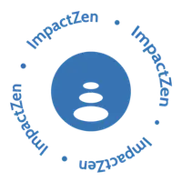 Logo ImpactZen bleu — formation LinkedIn pour coachs et thérapeutes, site internet créé par l'Agence 1872