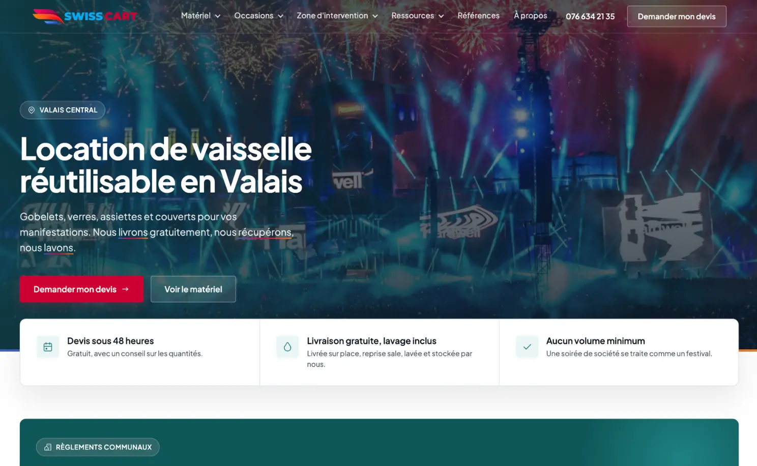 Capture d'écran du site La Rose des Vents, chambres d'hôtes à Val-d'Illiez en Valais, créé par l'Agence 1872