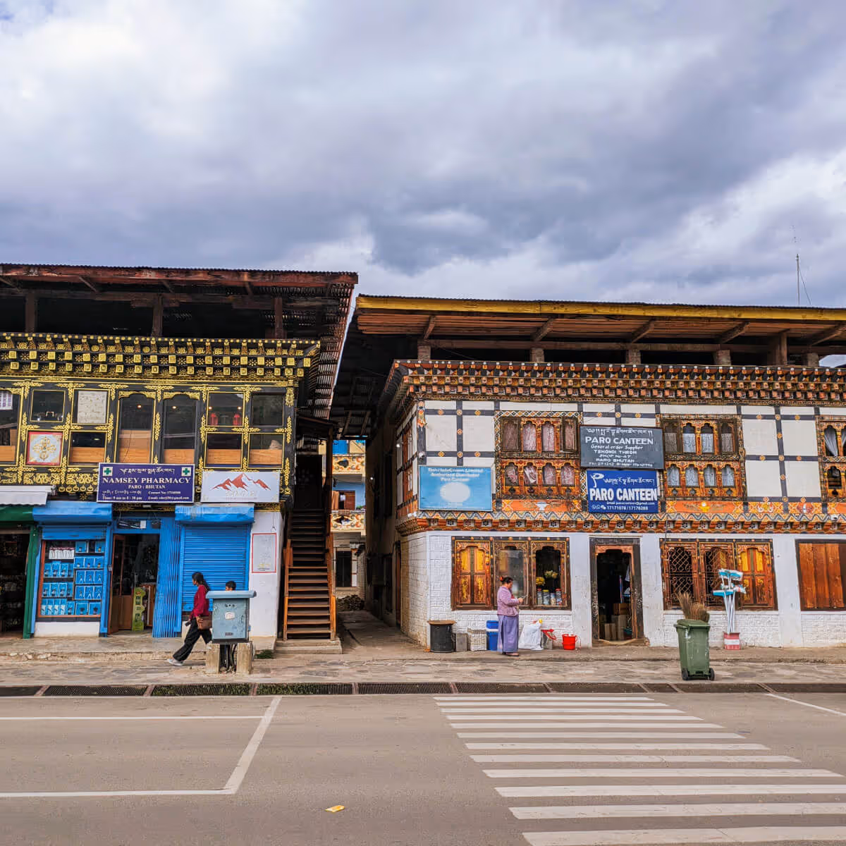 Traditional shopfronts on Paro’s main street