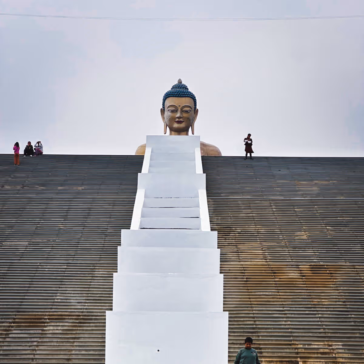 Great Buddha Dordenma rising above wide steps in Thimphu