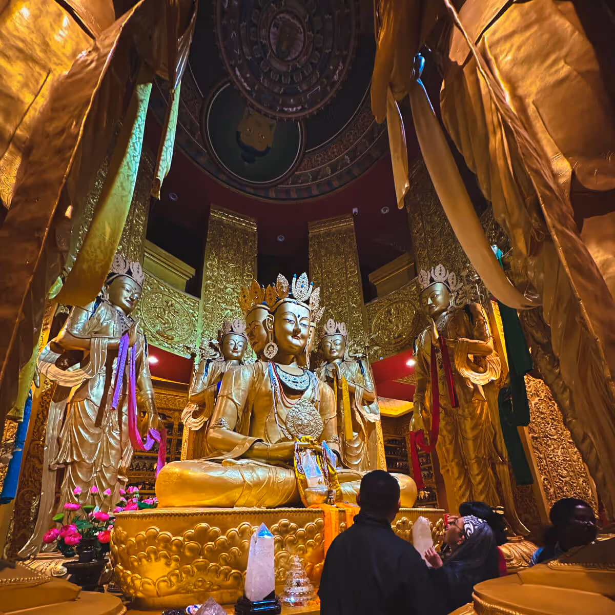 Golden statues inside Buddha Dordenma in Thimphu