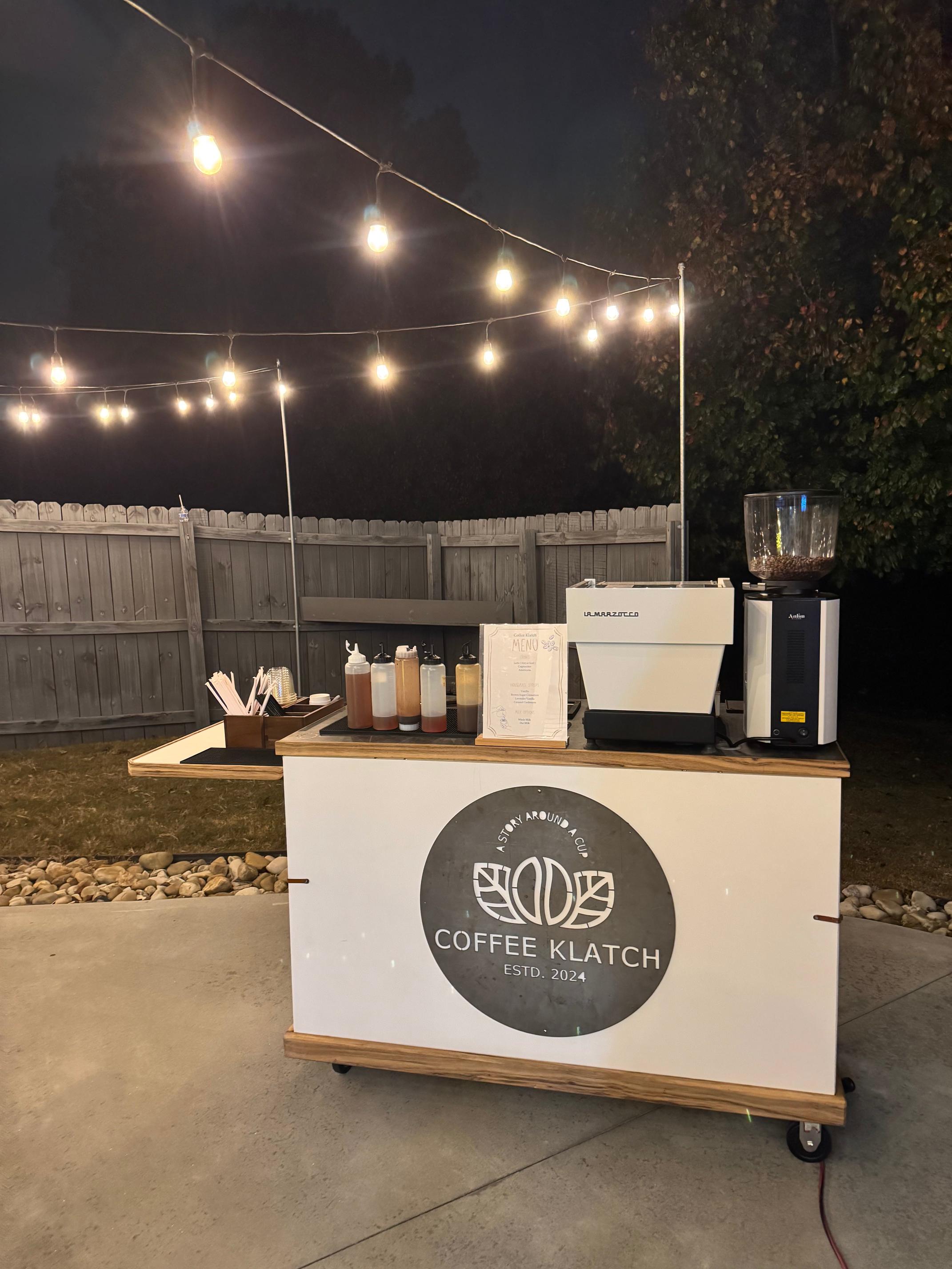 Coffee Klatch espresso bar at a wedding in Anderson SC