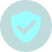 Teal shield with a check mark symbol inside indicating security or protection.