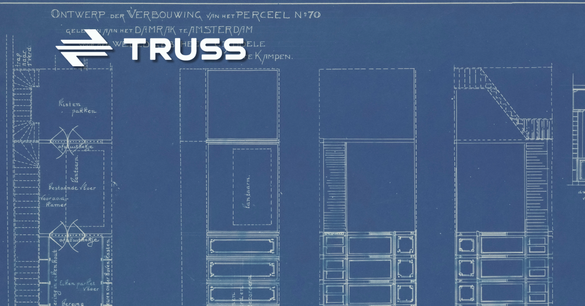 Truss Payments logo on a blueprint background.