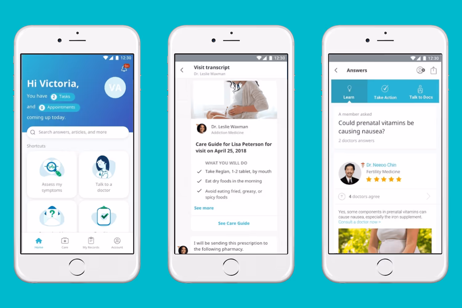 Images of HealthTap gathered from its Google Play Store page.