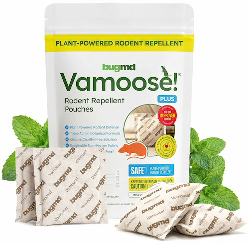 Vamoose! Rodent-Repelling Pouches packaging and pouches