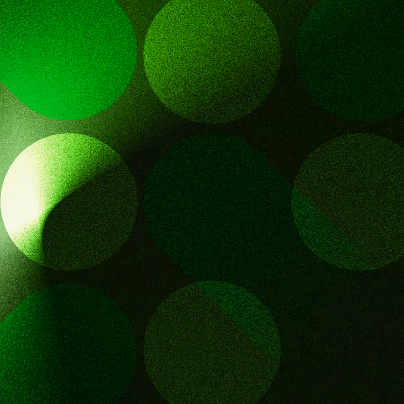 Motif abstrait de cercles verts de différentes nuances avec un effet de lumière et d'ombre floue.
