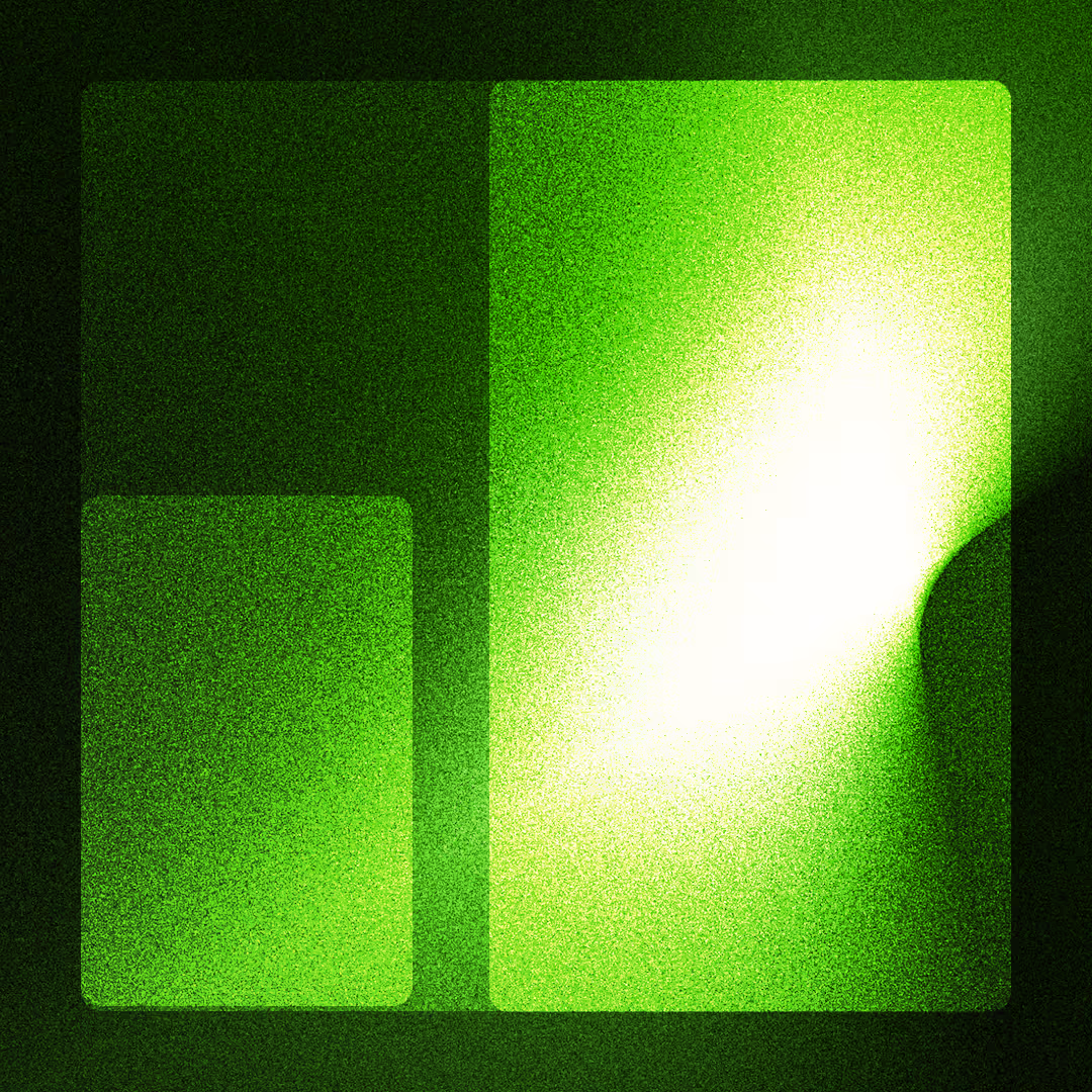 Carrés verts lumineux avec un dégradé de vert clair à sombre sur fond noir.