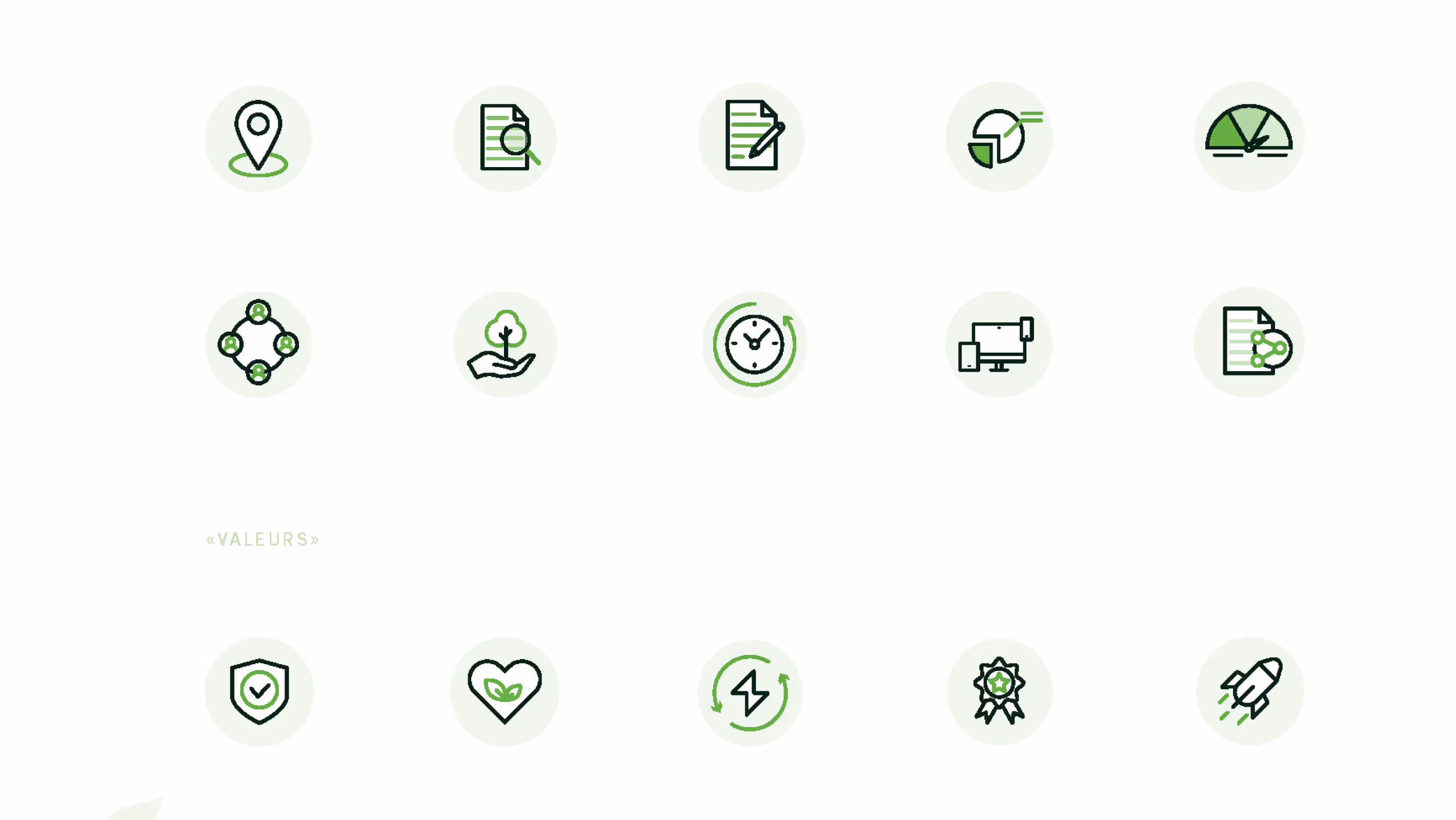 Iconographie et éléments d’interface utilisés dans la plateforme Grality