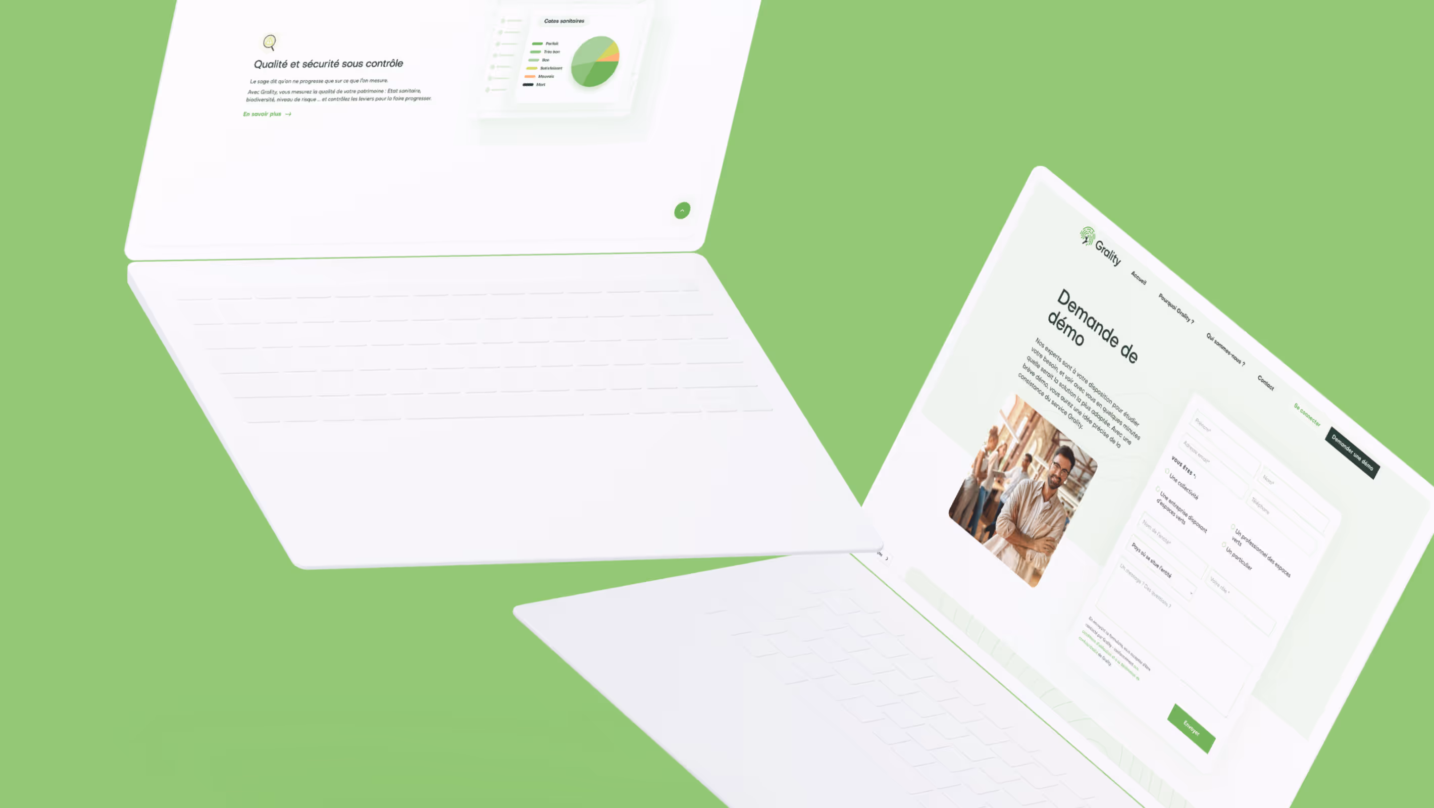 Interfaces desktop du site web grality 