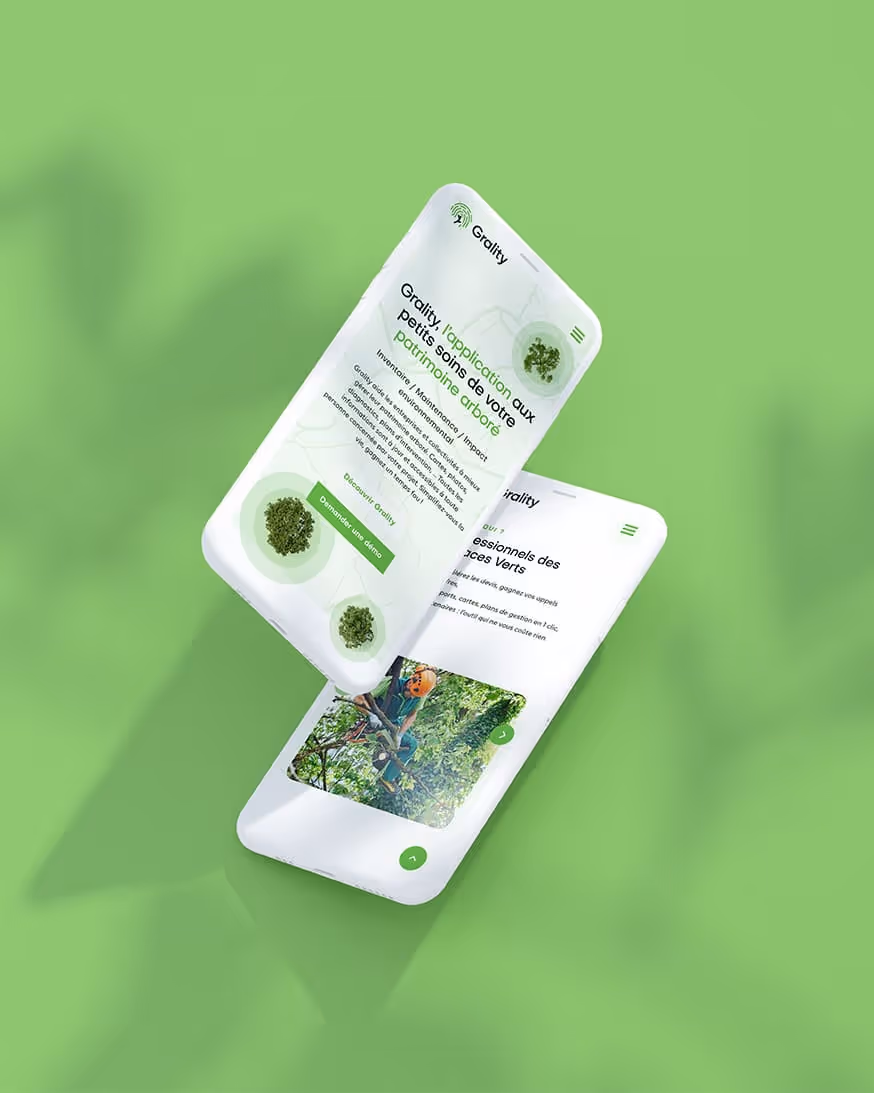 Interface mobile de la plateforme Grality adaptée à une consultation sur smartphone