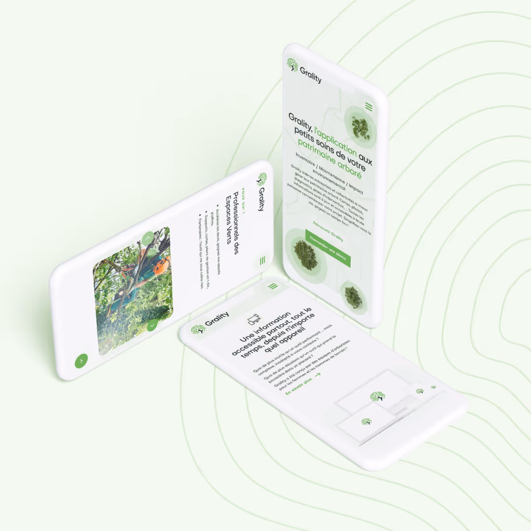 Interface mobile de la plateforme Grality adaptée à une consultation sur smartphone