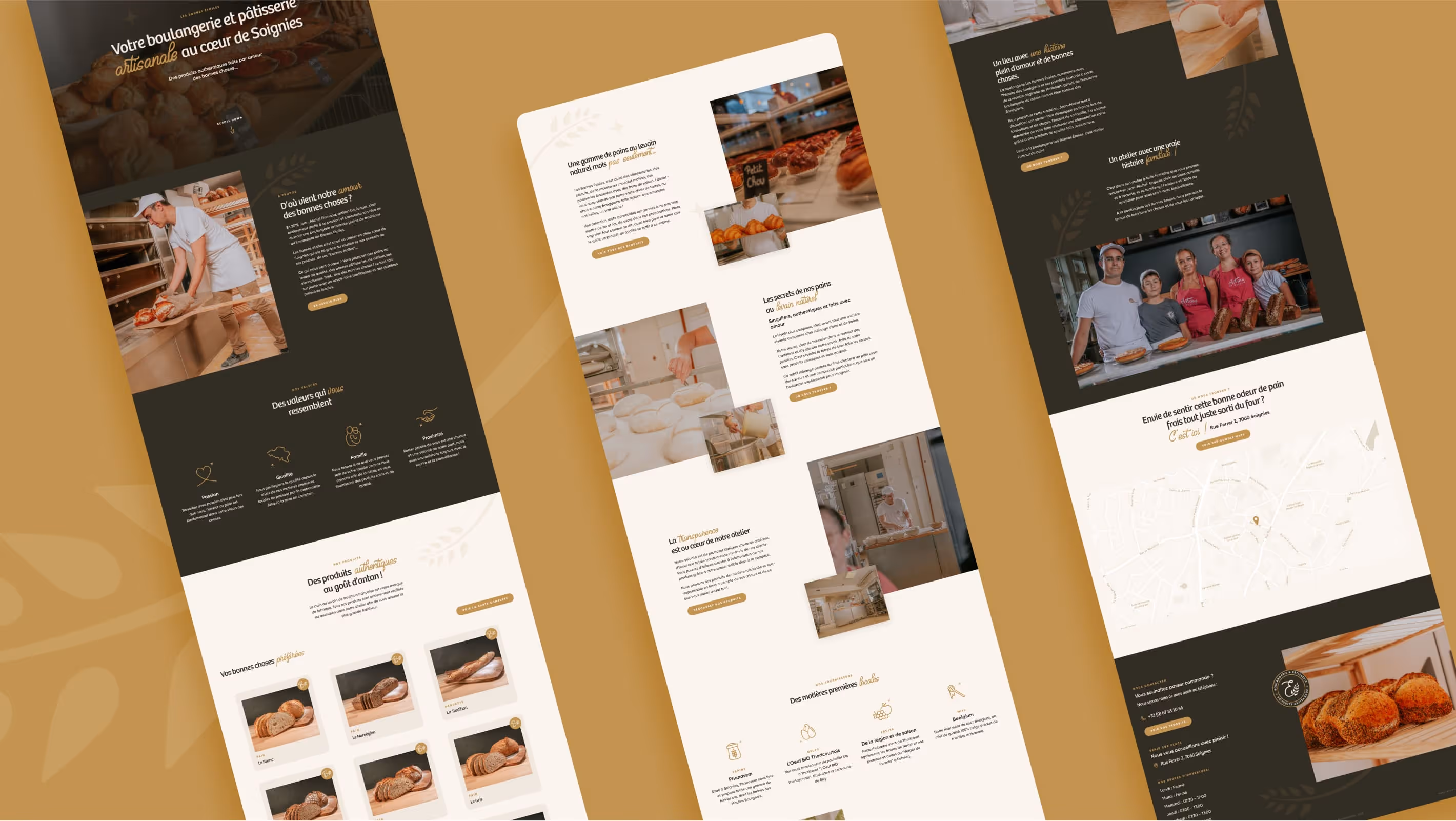 Site web Webflow boulangerie Les Bonnes Etoiles mockup UX UI Odysia