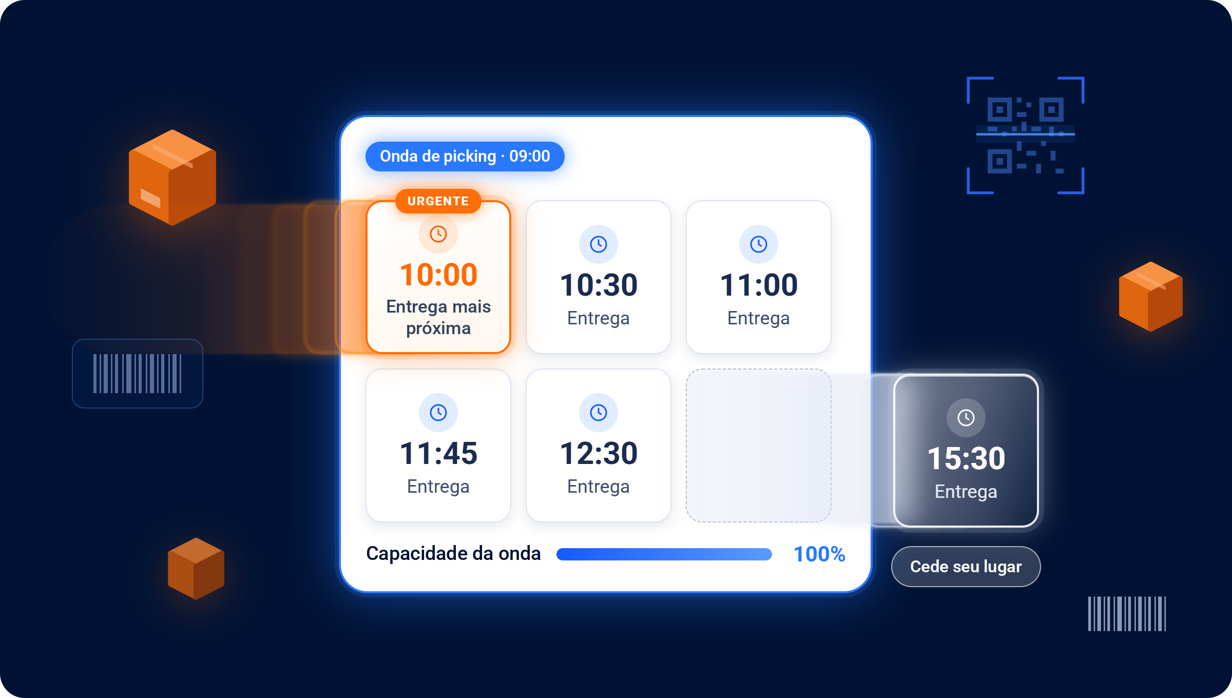 Onda de picking com pedidos ordenados pela data de entrega prometida