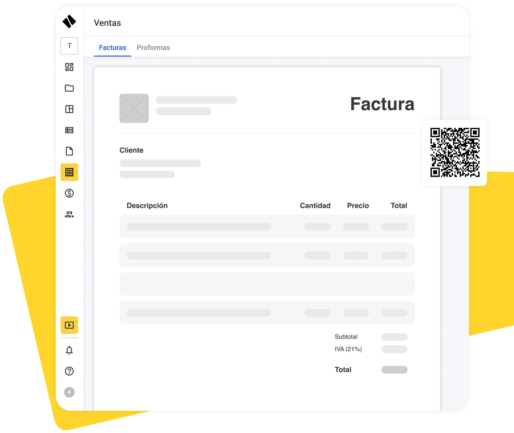 Interfaz de software de gestión de proyectos en español con lista de proyectos, botones para nuevo presupuesto y solicitud de demo, y tabla de costos y precios.