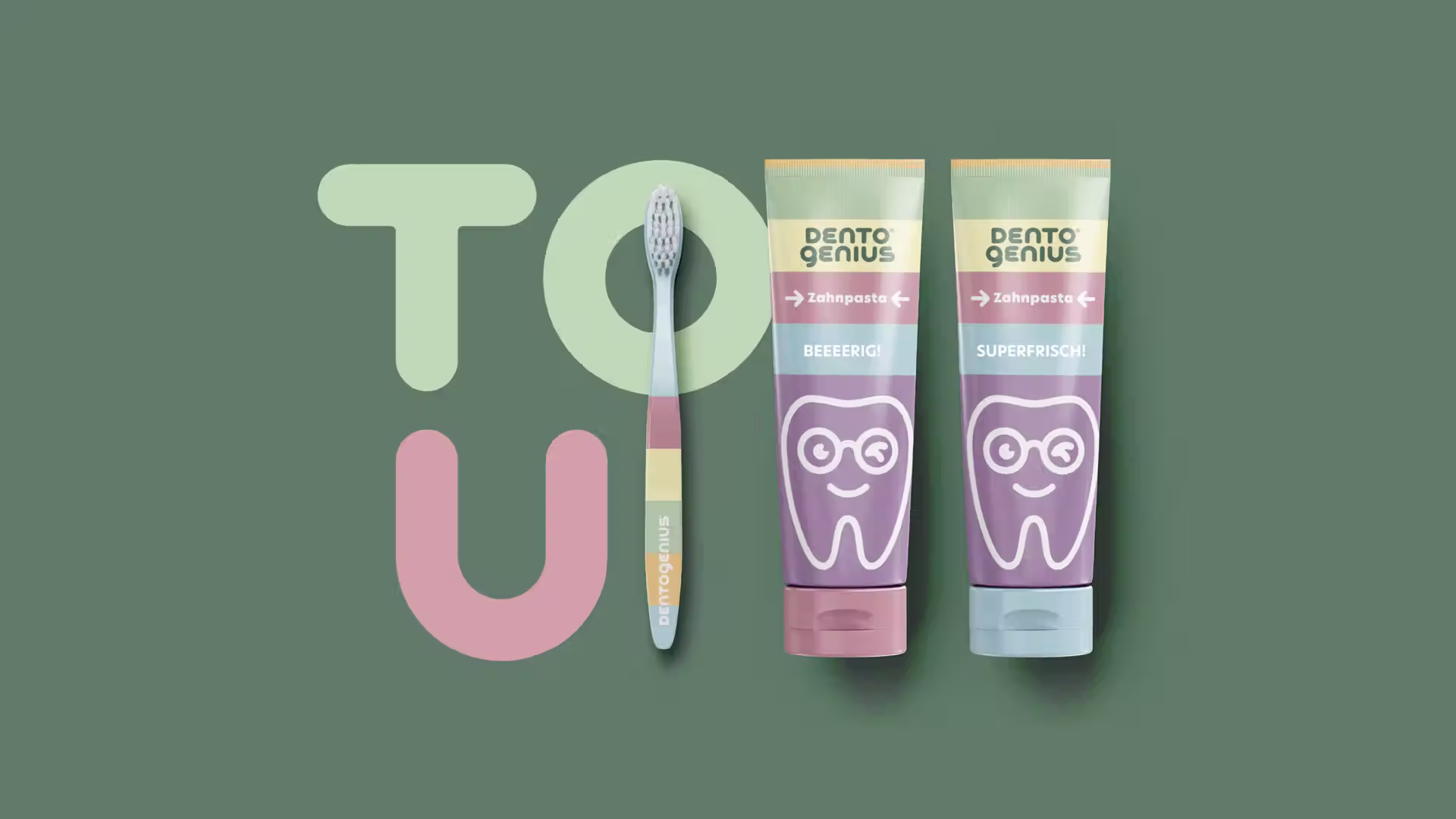 Komplettes Dentogenius Kinderzahnpflege-Set mit Zahnbürsten, Zahnpasta und Zubehör in kinderfreundlicher Verpackung