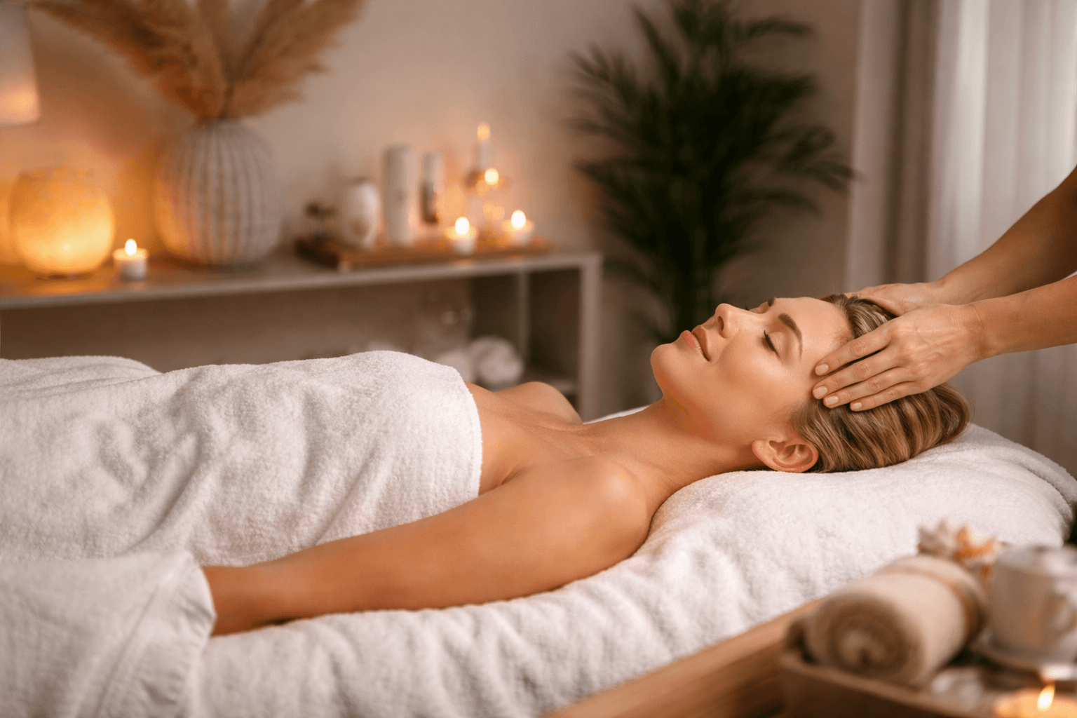 Relaxing treatment room at a health therapy spa in South Tampa, Florida focused on stress relief and pain management