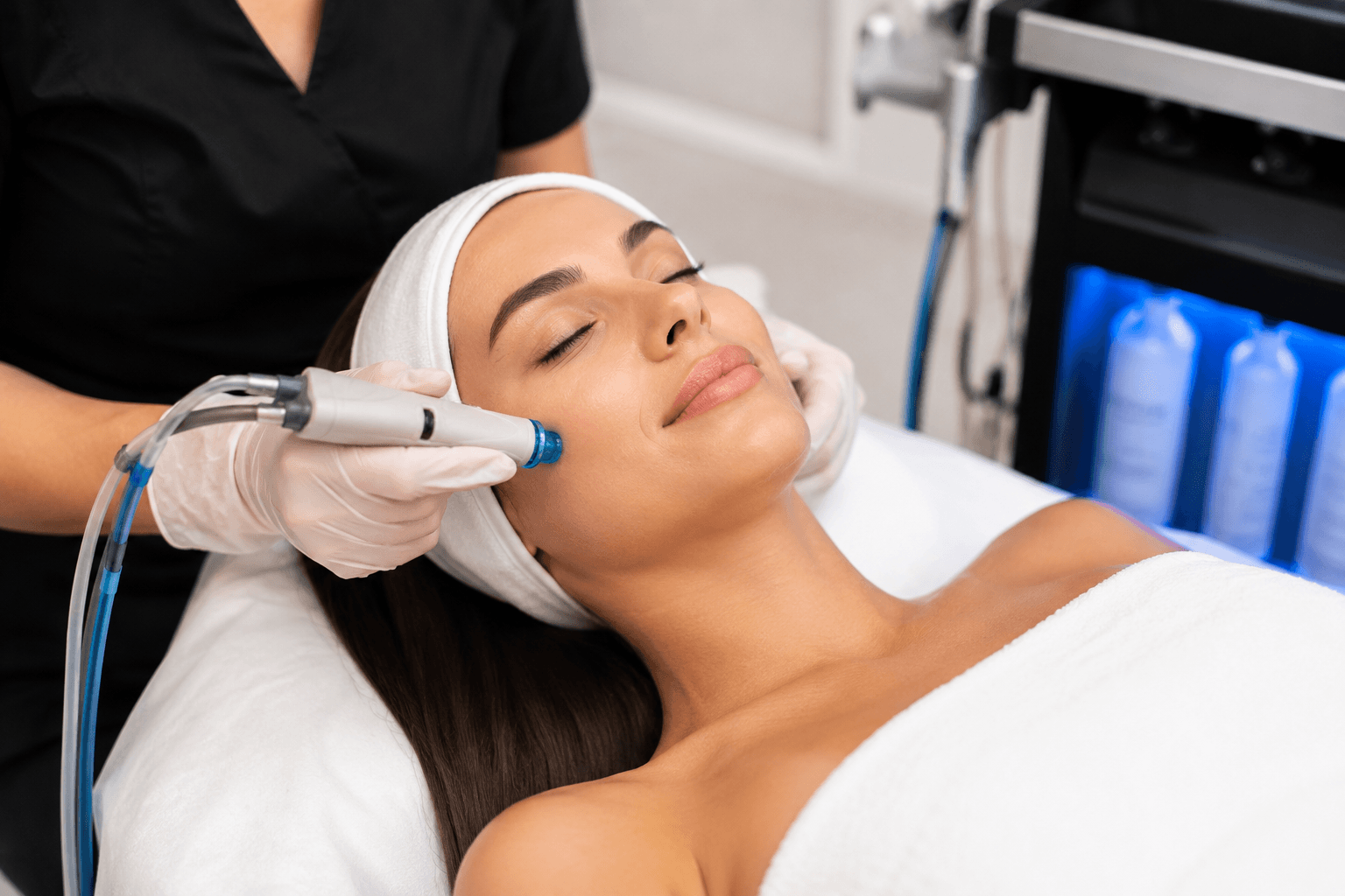 Woman receiving SkinPen microneedling treatment for smoother skin in Tampa, Florida