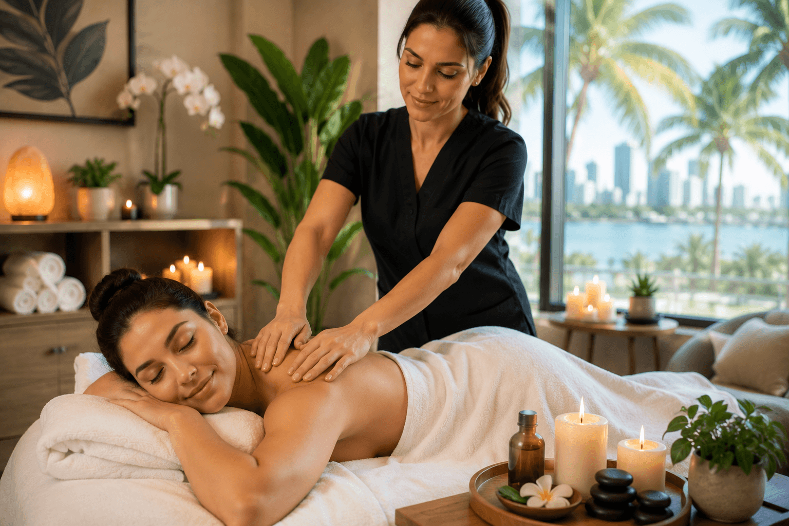 Woman relaxing during a wellness spa treatment at a Tampa, Florida spa