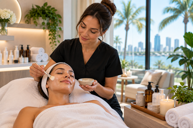 Relaxing treatment room at a health & beauty spa in Tampa, Florida