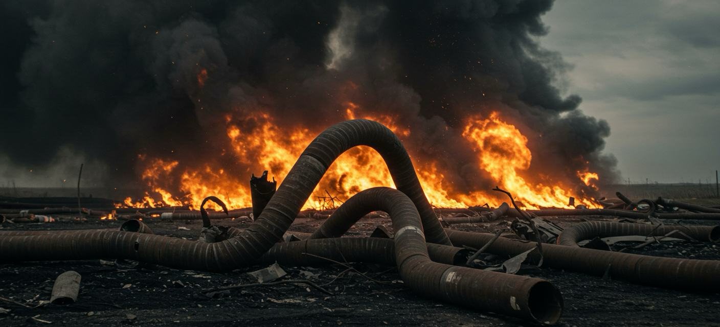 Gas flowline explosion damage