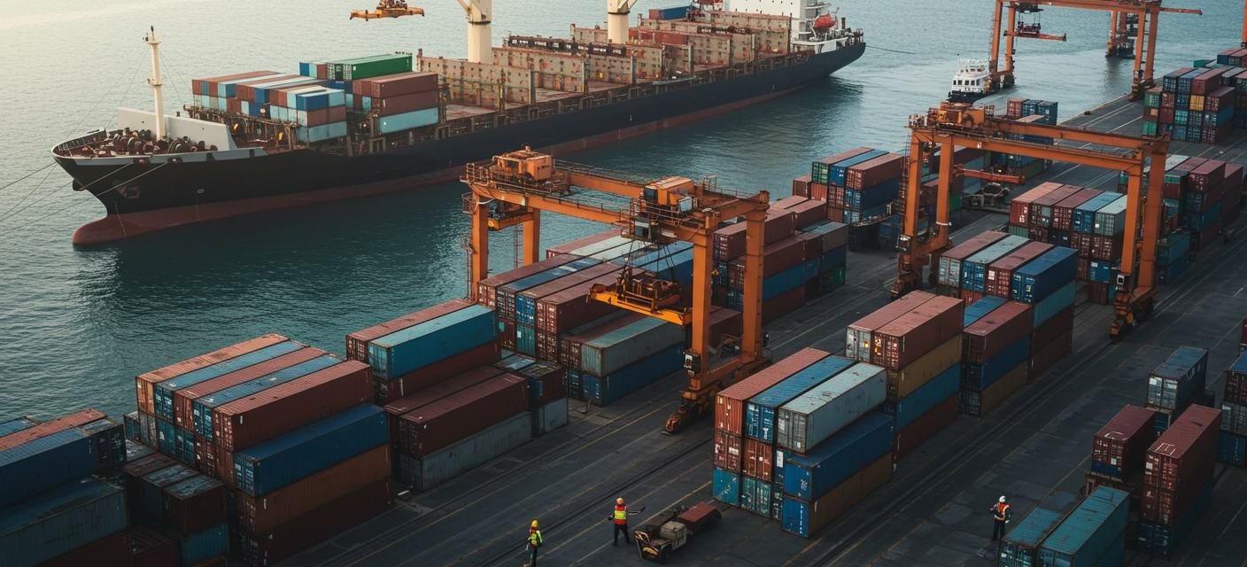 Container vessel at port
