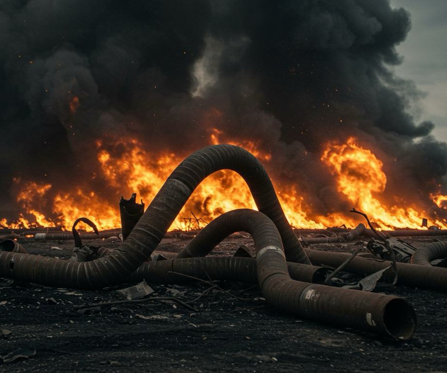 Gas flowline explosion damage