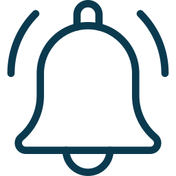 Ringing notification bell icon with sound waves on both sides.