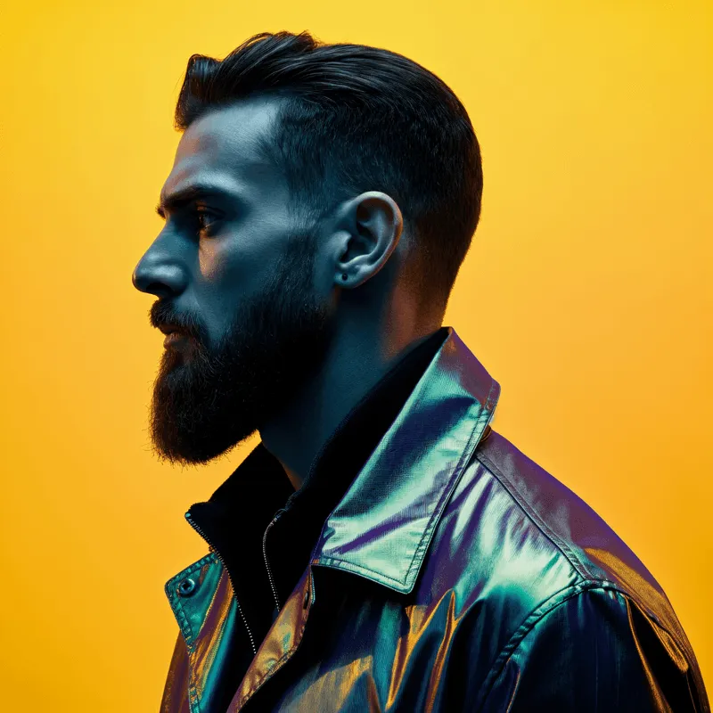 man with yellow background