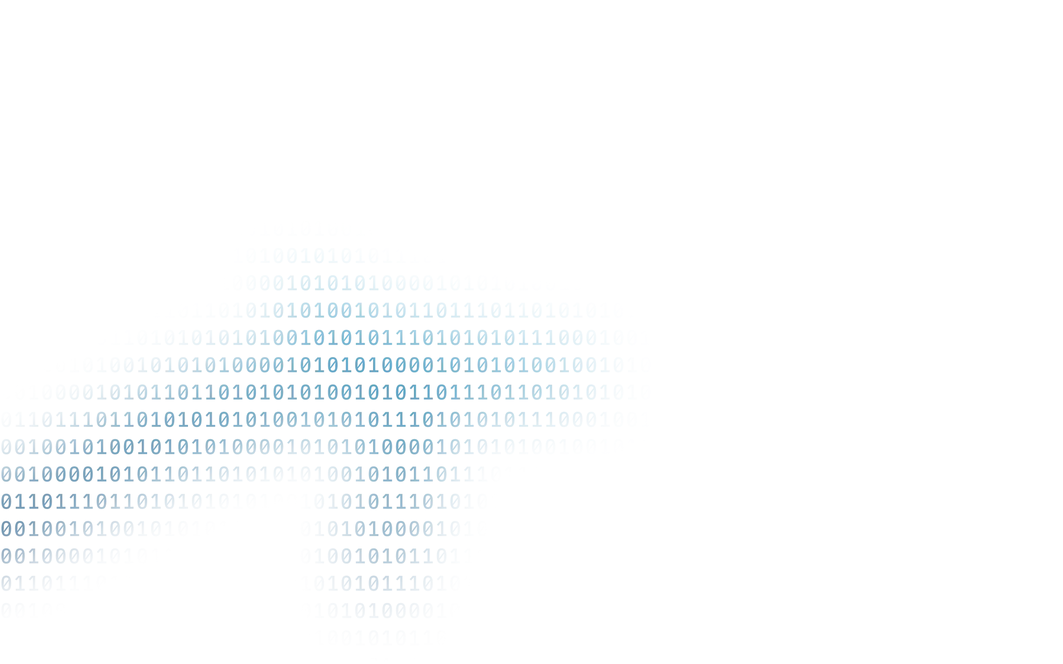 Map of Africa formed by overlapping binary code (ones and zeros) on a black background.