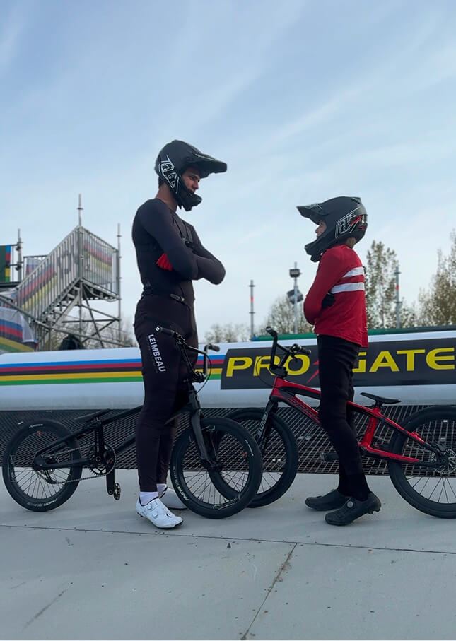Maruc and Erik standing head to head before race
