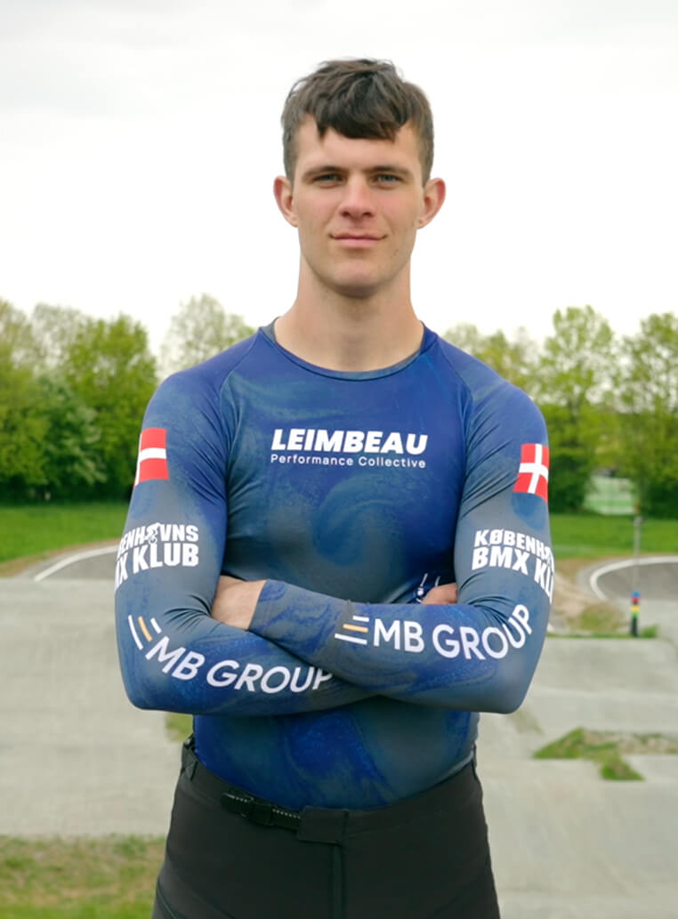 Marcus in custom jersey with sponsor