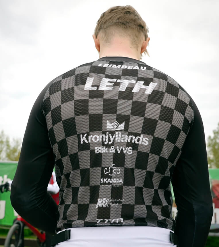 Marcus in custom jersey with sponsor