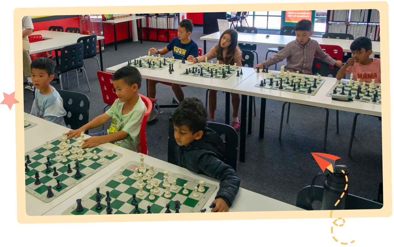 A group of students participate in a chess class at the Sunnyvale