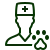 Icon of a veterinary syringe above a paw print with a cross symbol.