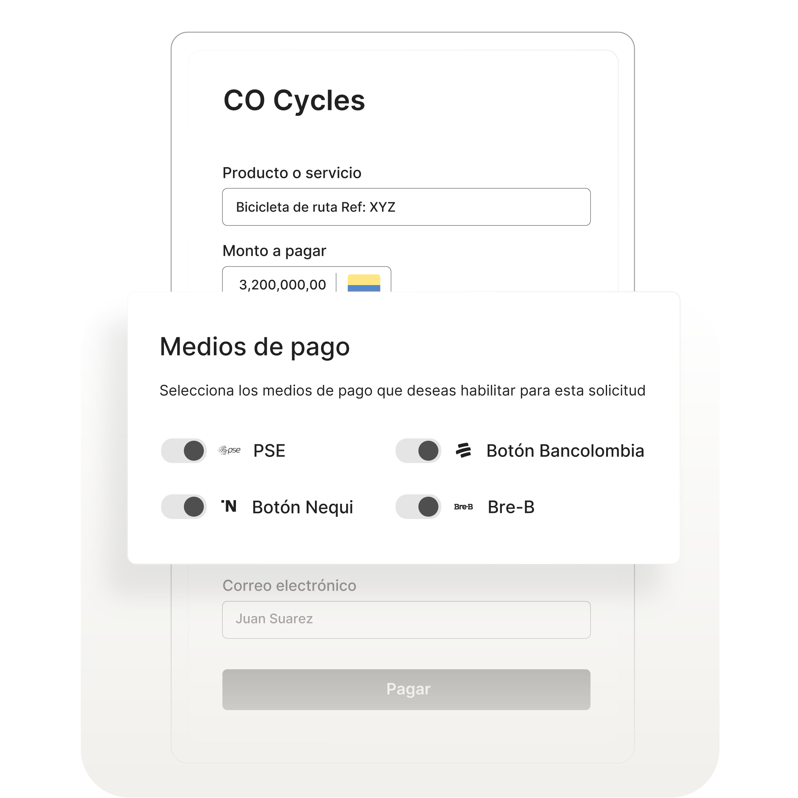Configuración de medios de pago locales en el checkout de Cobre: PSE, Nequi, Bancolombia y Bre-B