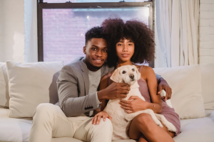 Couple with dog