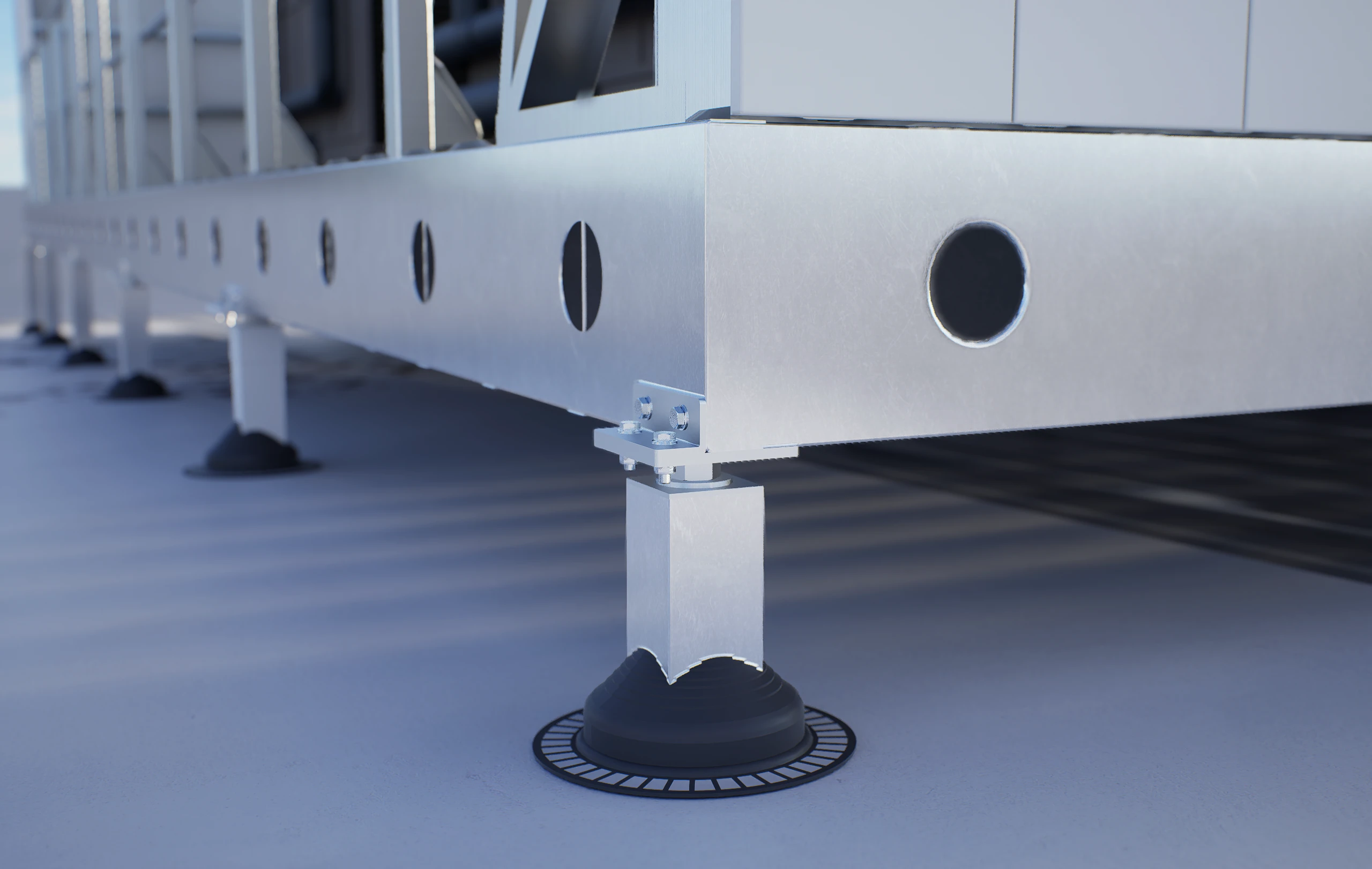 Span+ light gauge steel HVAC platform on white background