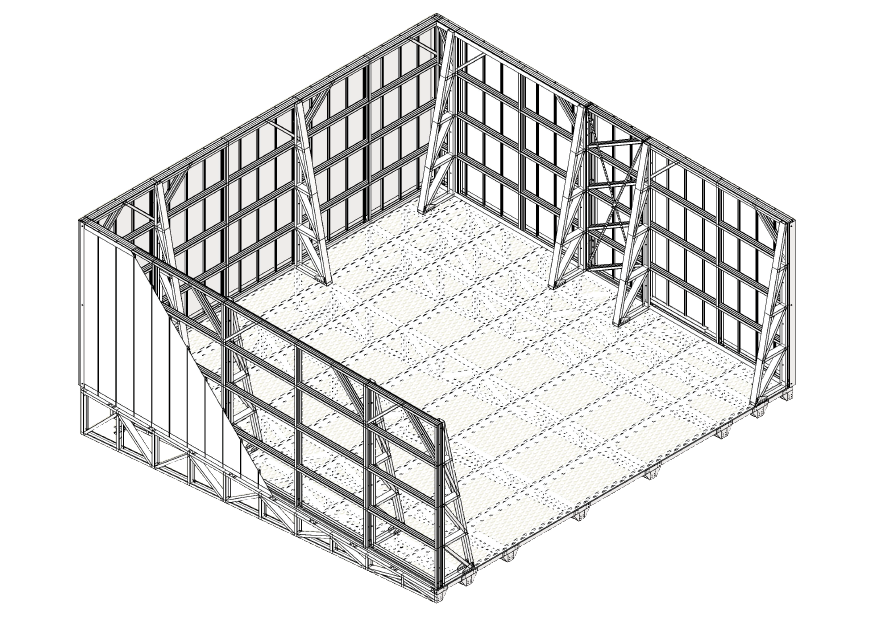Screen to Roof (MR) assembled frame, isometric drawing