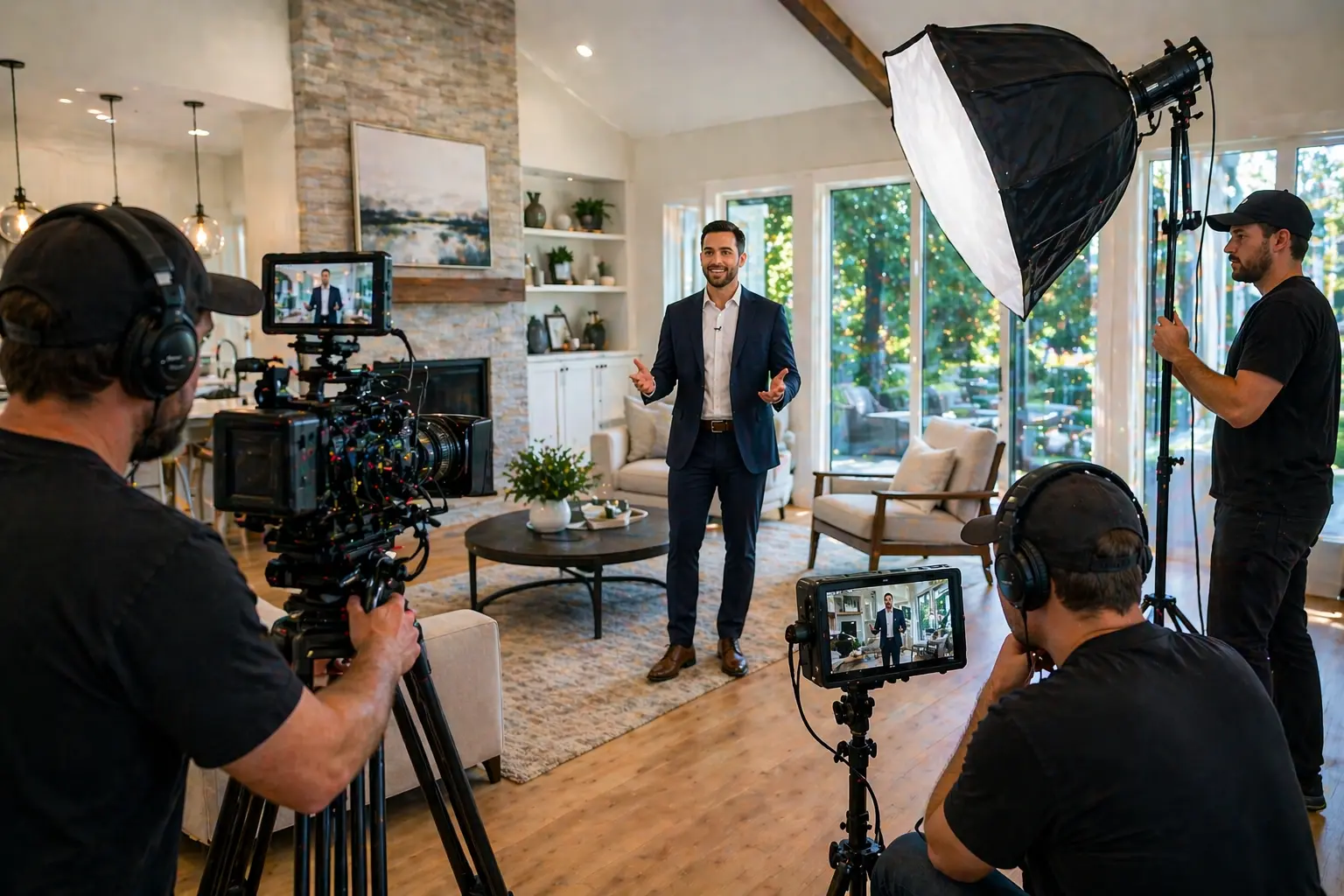  real estate video marketing professional production team cinema cameras lighting property on location