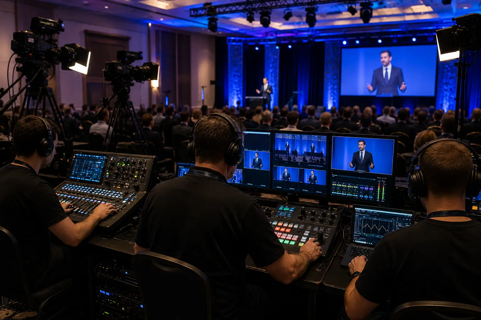 professional live streaming services team technical director audio engineer streaming encoder corporate event broadcast