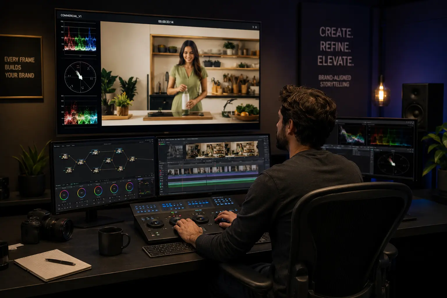 commercial video cost post-production editing color grading professional suite brand aligned content