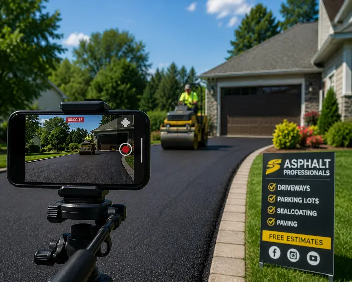 video marketing asphalt company social media content driveway project before after local leads
