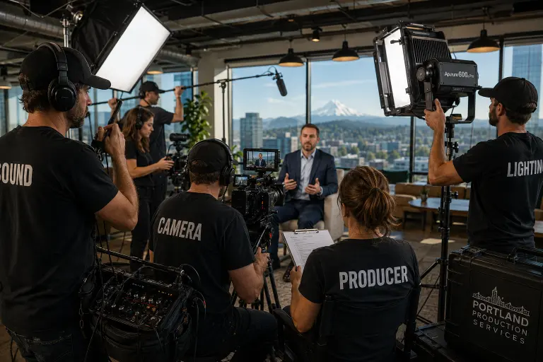 Oregon corporate commercial video crew costs professional production day rates Portland Production Services