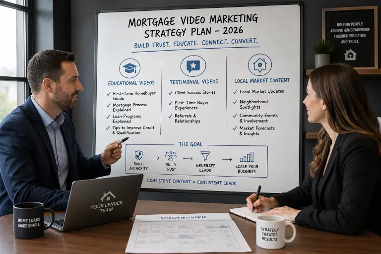 video marketing mortgage business strategy planning educational testimonial local market 2026 scale leads