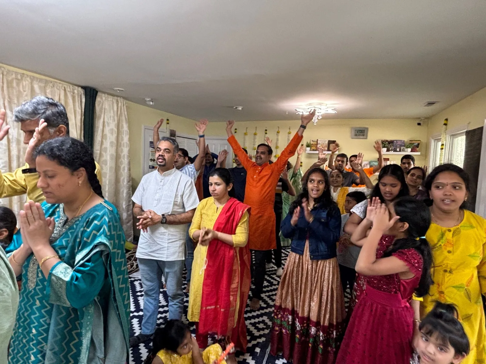 Devotees gathered in joyful devotion at Sunday Satsang, Radha Krishna Temple of North Carolina